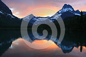 Swift Current Lake at Sunset Glacier National Park