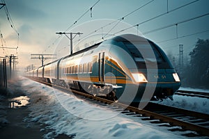 Swift and efficient, the express train quickly transports passengers to destinations photo