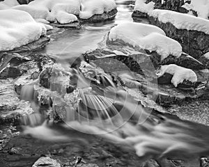 Swift River Mini Falls in New Hampshire, Monochrome