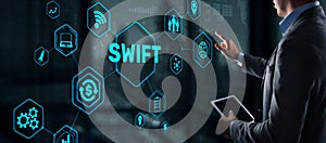 SWIFT. Society for Worldwide Interbank Financial Telecommunications. Financial Banking regulation concept