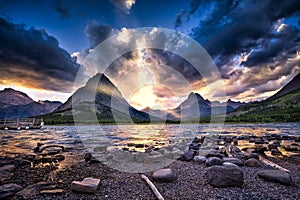 Swiftcurrent Lake at Sunset