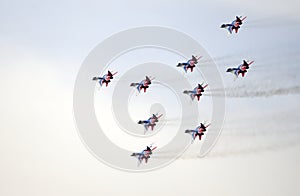Demonstration flight of The Swifts (Strizhi), International aviation and space salon (MAKS). photo
