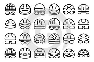 Swim Cap icons set outline vector. Hat competition