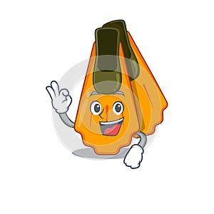 Swim fins cartoon mascot design with Okay finger poses