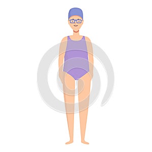 Swim girl icon cartoon vector. Child pool