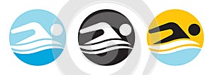 Swim logo for application or website. Swimming championship icon
