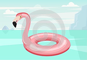 Swim ring. Shape of flamingo. Vector illustration. Cartoon illustration of swim ring icon. Pool float.