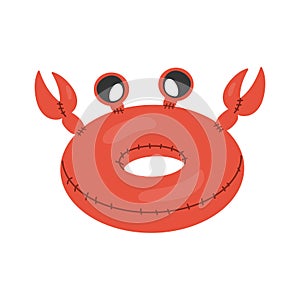 Swim rings, pool games rubber toys, colorful lifebuoys. Swimming circles, cute pool in the shape of a crab