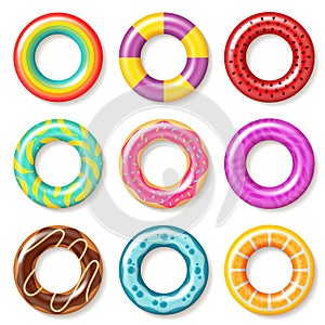 Swim rings. Swimming ring colorful buoy pool kids float inflatables toys beach children lifesaver summer realistic