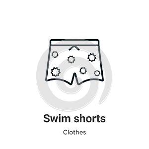 Swim shorts outline vector icon. Thin line black swim shorts icon, flat vector simple element illustration from editable concept