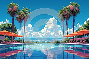 Swiming Pool Art Vibrant Pop Surrealism