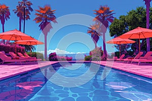 Swiming Pool Art Vibrant Pop Surrealism