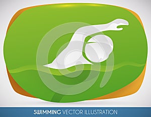 Swimmer Athlete in Open Water Event, Vector Illustration