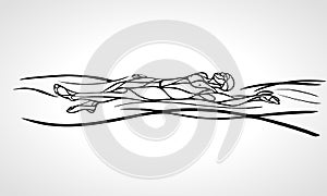 Swimmer Backstroke vector black outline silhouette photo