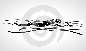 Swimmer Backstroke vector black silhouette