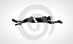 Swimmer Backstroke vector black silhouette isolated on white photo