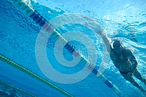 Swimmer in the big swimming pool