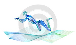 Swimmer Breaststroke vector color silhouette