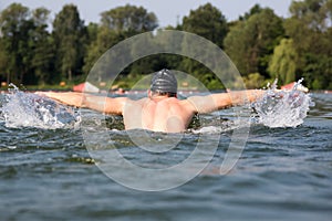 Swimmer butterfly or dolphin swimming stroke