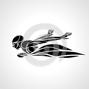 Swimmer Butterfly Stroke vector black silhouette