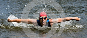 Swimmer in butterfly swimming