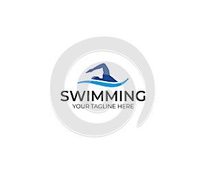 Swimmer logo template. Swimming vector design