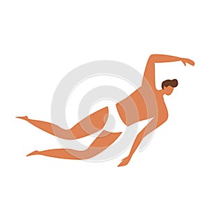 Swimmer man isolated on white design, vector illustration. Young person at leisure, cartoon people character swim in