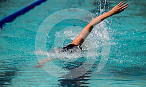 Swimmer in the pool during a swimming competition