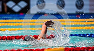 Swimmer in the pool during a swimming competition