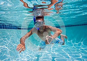 Swimmer in Pool Underwater