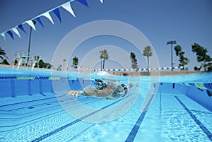 Swimmer Practicing In Pool photo