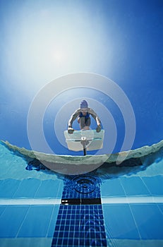 Swimmer Ready To Dive In Water