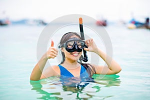 Swimmer with snorkling glasses