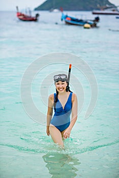 Swimmer with snorkling glasses