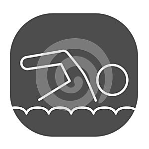 Swimmer solid icon, nautical concept, Man swims in sea sign on white background, Swimming icon in glyph style for mobile