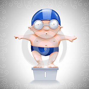 Swimmer on starting block