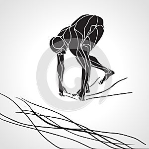 Swimmer At Starting Block Silhouette