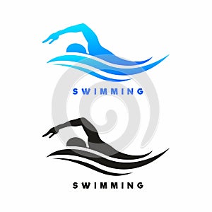 Swimmer swimming logo blue black