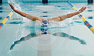 Swimmer using breaststroke technique