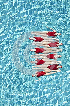 Swimmers Performing Synchronized Swimming