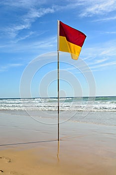 Swimming area boundary flag in Australia.