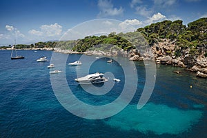 Swimming area Cap d`Antibes hiking trail, France