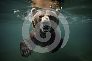 Swimming bear underwater. Generate ai