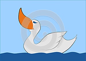 Swimming big beak duck, T-shirt Vector Graphics
