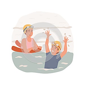 Swimming class isolated cartoon vector illustration.