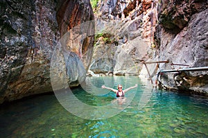 Swimming in the cold waters of the canyon photo