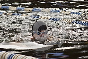 Swimming competition in pool