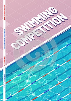 Swimming competition poster with top view of pool