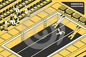 Swimming Competitions Isometric Composition