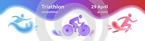 Swimming, cycling and running triathlon banner web